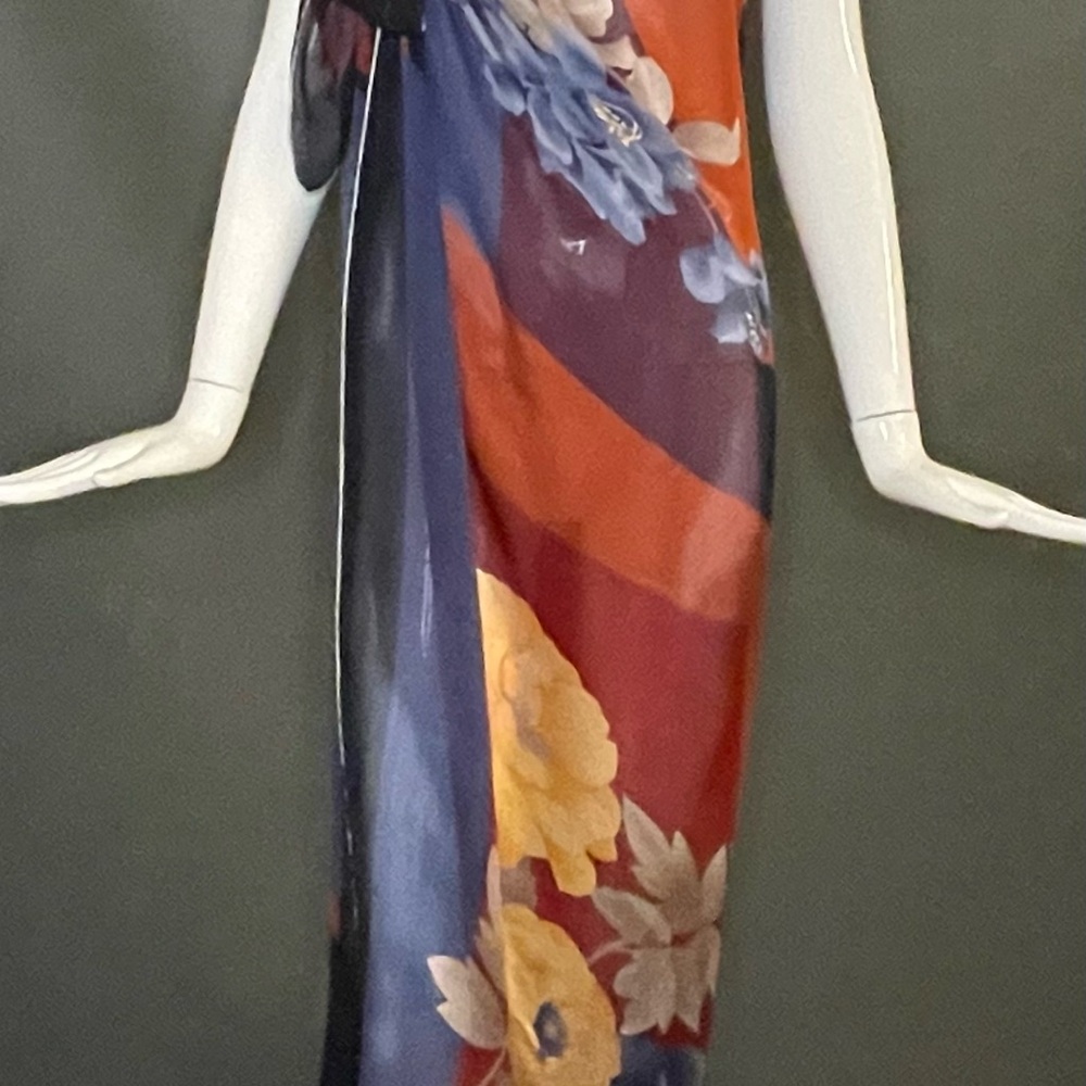 Huge Leonard Silk Chiffon Scarf 50 Inches Sq Excellent Condition Sarong Cruise - Picture 7 of 8